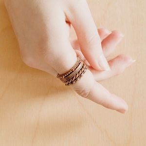 Metal Stacking Pattern Ring Set — Bronze or Copper